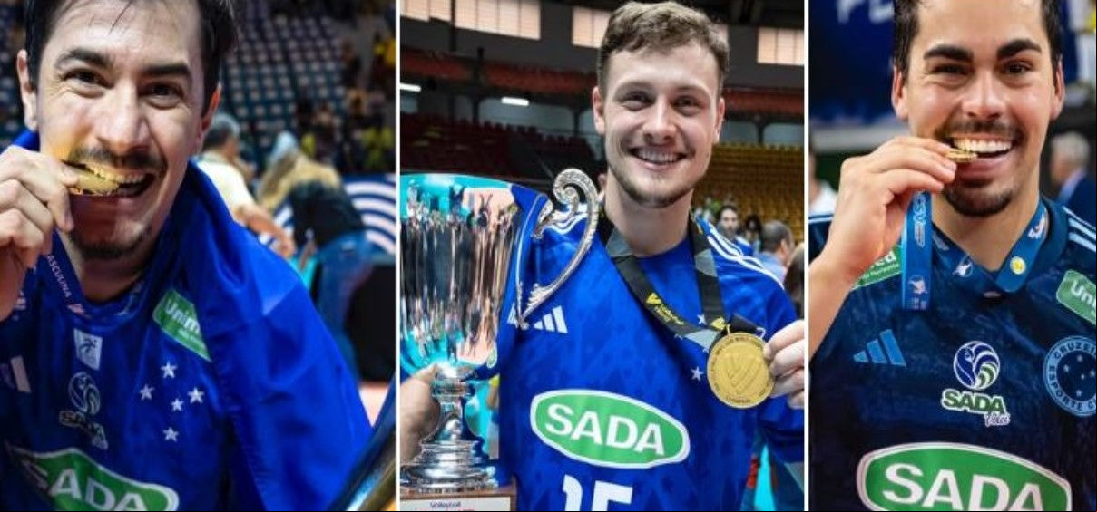 Rodrigo Ribeiro, Vaccari e Lukinhas campeão pelo Sada Cruzeiro