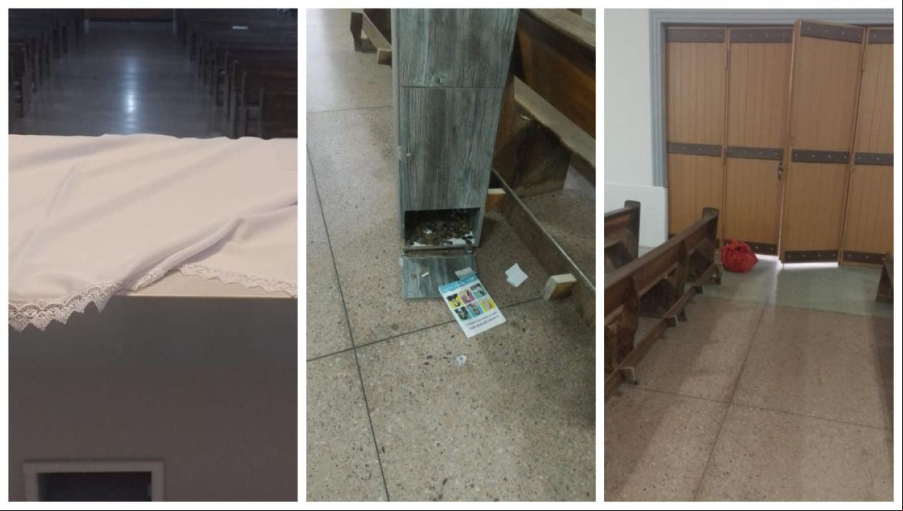 Suspeitos invadiram a Paróquia São Norberto e Santa Edwiges e furtaram relíquias que estavam sobre o altar